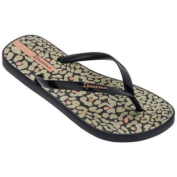 Ipanema Animal Print Flip Flops Dam Svarta Sverige QL4907653